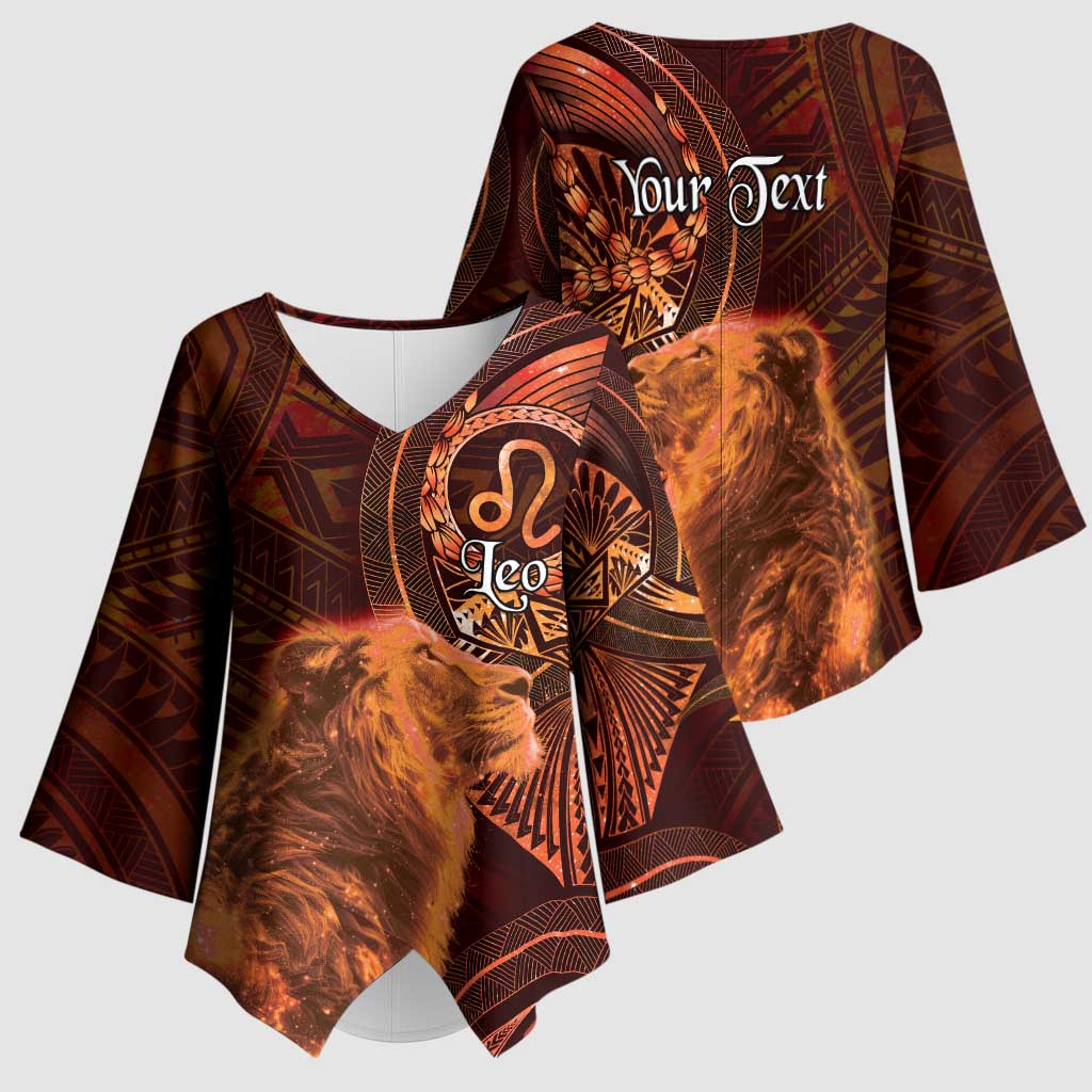 Personalised Polynesia Zodiac Leo Kimono Sleeve Blouse Galaxy Polynesian Pattern Chest Tattoo Style LT14 - Polynesian Pride