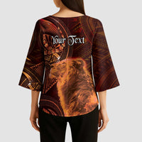 Personalised Polynesia Zodiac Leo Kimono Sleeve Blouse Galaxy Polynesian Pattern Chest Tattoo Style LT14 - Polynesian Pride