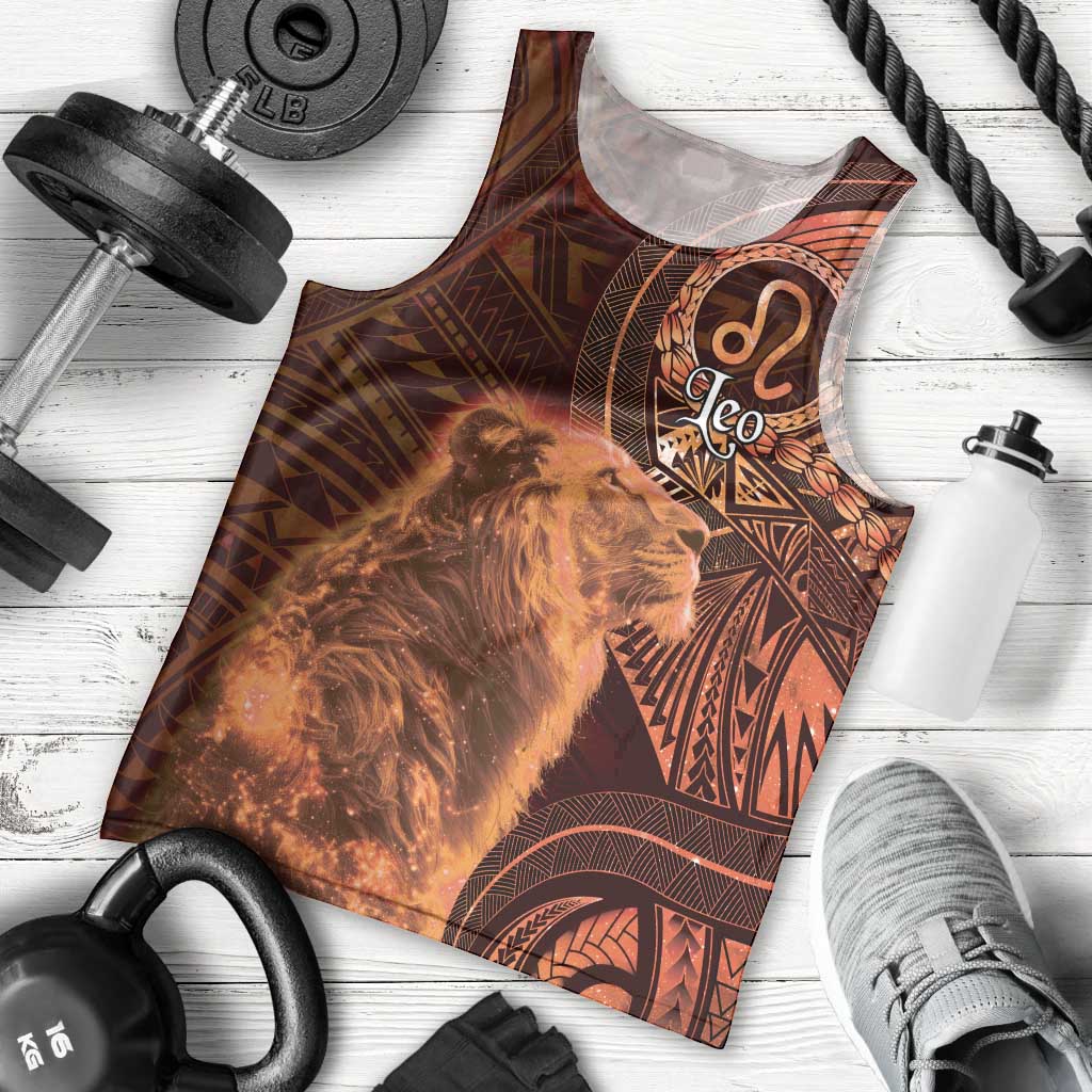 Personalised Polynesia Zodiac Leo Men Tank Top Galaxy Polynesian Pattern Chest Tattoo Style