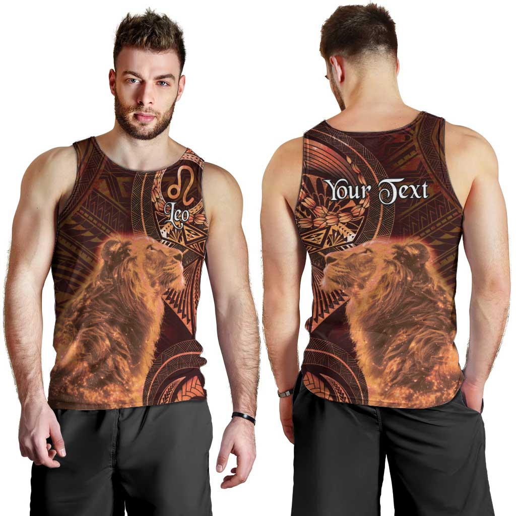 Personalised Polynesia Zodiac Leo Men Tank Top Galaxy Polynesian Pattern Chest Tattoo Style