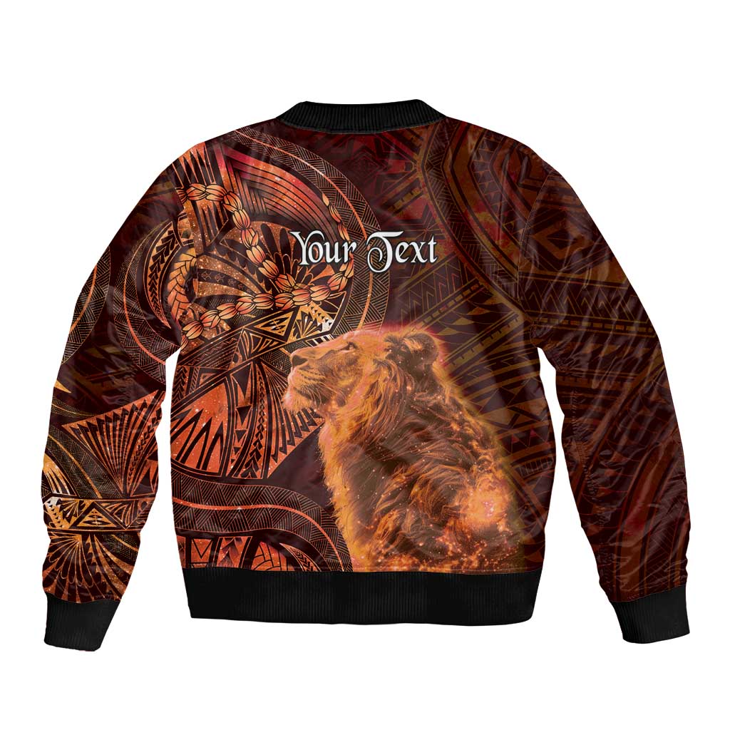 Personalised Polynesia Zodiac Leo Sleeve Zip Bomber Jacket Galaxy Polynesian Pattern Chest Tattoo Style LT14 - Polynesian Pride