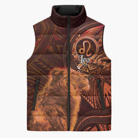 Personalised Polynesia Zodiac Leo Sleeveless Puffer Jacket Galaxy Polynesian Pattern Chest Tattoo Style LT14 Unisex Orange - Polynesian Pride