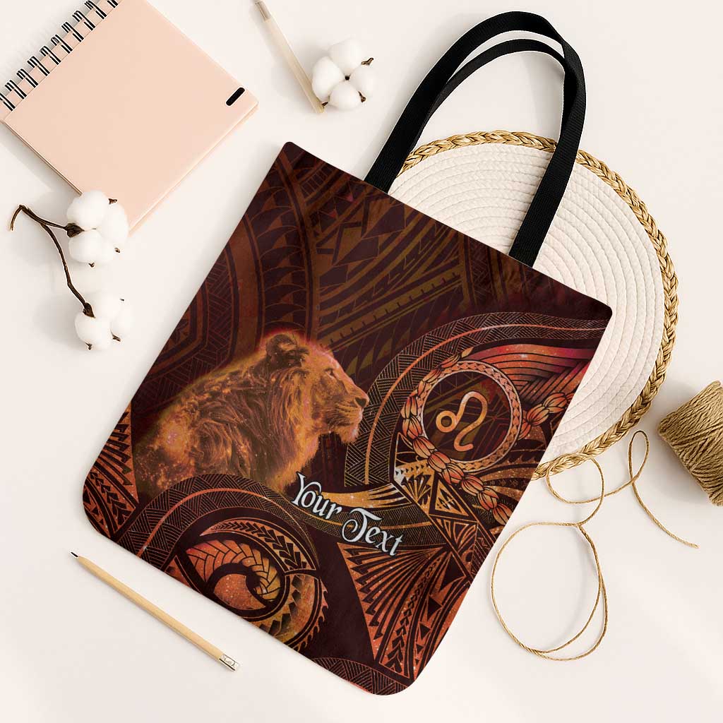 Personalised Polynesia Zodiac Leo Tote Bag Galaxy Polynesian Pattern Chest Tattoo Style