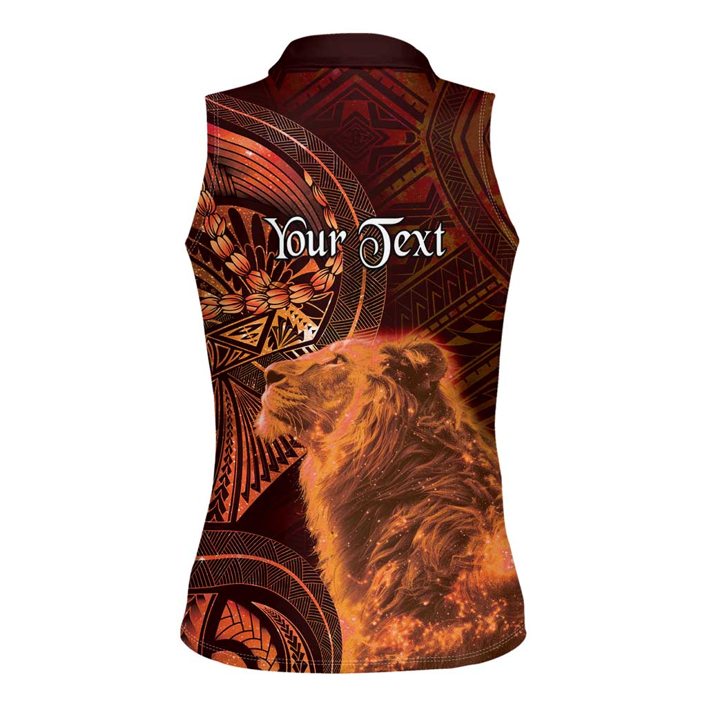 Personalised Polynesia Zodiac Leo Women Sleeveless Polo Shirt Galaxy Polynesian Pattern Chest Tattoo Style LT14 - Polynesian Pride