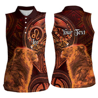 Personalised Polynesia Zodiac Leo Women Sleeveless Polo Shirt Galaxy Polynesian Pattern Chest Tattoo Style LT14 - Polynesian Pride
