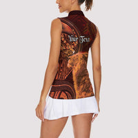 Personalised Polynesia Zodiac Leo Women Sleeveless Polo Shirt Galaxy Polynesian Pattern Chest Tattoo Style LT14 - Polynesian Pride