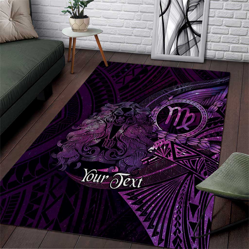 Personalised Polynesia Zodiac Virgo Area Rug Galaxy Polynesian Pattern Chest Tattoo Style