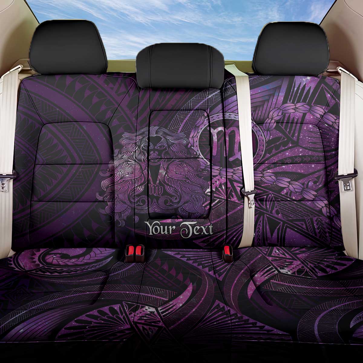 Personalised Polynesia Zodiac Virgo Back Car Seat Cover Galaxy Polynesian Pattern Chest Tattoo Style