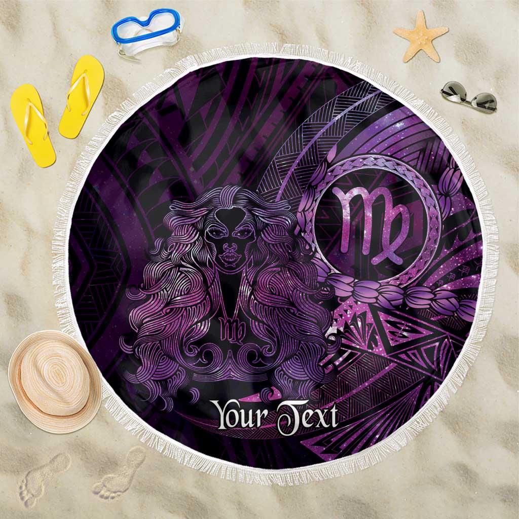 Personalised Polynesia Zodiac Virgo Beach Blanket Galaxy Polynesian Pattern Chest Tattoo Style