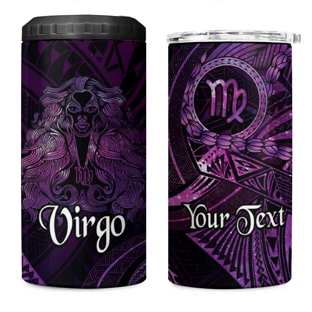 Personalised Polynesia Zodiac Virgo 4 in 1 Can Cooler Tumbler Galaxy Polynesian Pattern Chest Tattoo Style