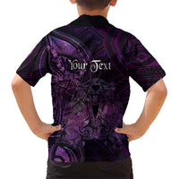 Personalised Polynesia Zodiac Virgo Family Matching Off The Shoulder Long Sleeve Dress and Hawaiian Shirt Galaxy Polynesian Pattern Chest Tattoo Style