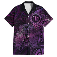 Personalised Polynesia Zodiac Virgo Family Matching Off The Shoulder Long Sleeve Dress and Hawaiian Shirt Galaxy Polynesian Pattern Chest Tattoo Style