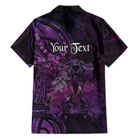 Personalised Polynesia Zodiac Virgo Family Matching Off The Shoulder Long Sleeve Dress and Hawaiian Shirt Galaxy Polynesian Pattern Chest Tattoo Style
