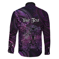 Personalised Polynesia Zodiac Virgo Family Matching Off The Shoulder Long Sleeve Dress and Hawaiian Shirt Galaxy Polynesian Pattern Chest Tattoo Style