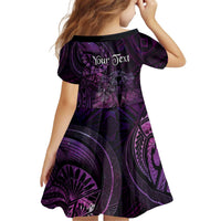 Personalised Polynesia Zodiac Virgo Kid Short Sleeve Dress Galaxy Polynesian Pattern Chest Tattoo Style