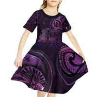 Personalised Polynesia Zodiac Virgo Kid Short Sleeve Dress Galaxy Polynesian Pattern Chest Tattoo Style