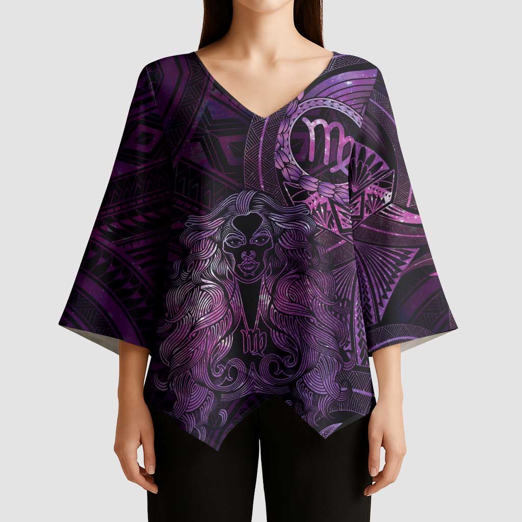 Personalised Polynesia Zodiac Virgo Kimono Sleeve Blouse Galaxy Polynesian Pattern Chest Tattoo Style LT14 - Polynesian Pride