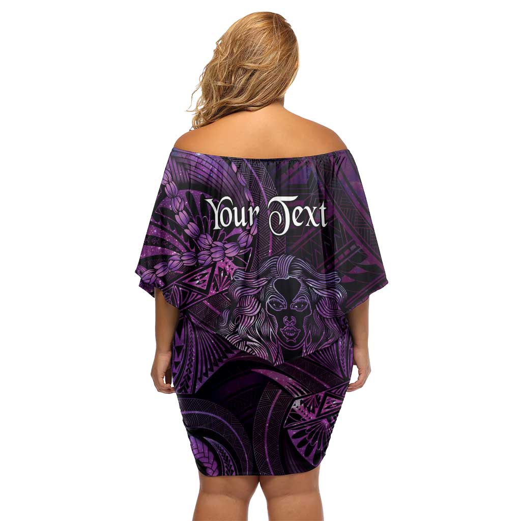 Personalised Polynesia Zodiac Virgo Off Shoulder Short Dress Galaxy Polynesian Pattern Chest Tattoo Style LT14 - Polynesian Pride