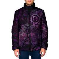 Personalised Polynesia Zodiac Virgo Padded Jacket Galaxy Polynesian Pattern Chest Tattoo Style LT14 Men Purple - Polynesian Pride