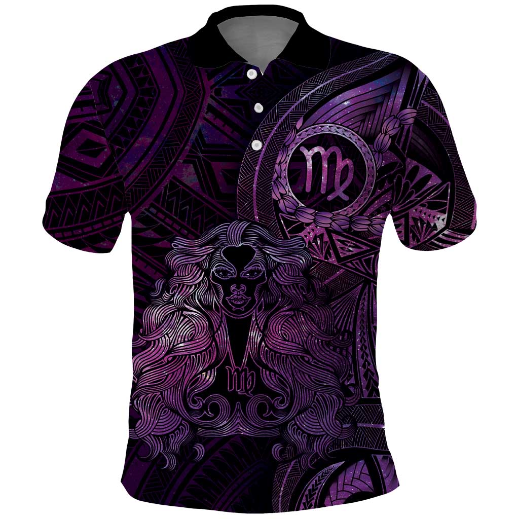 Personalised Polynesia Zodiac Virgo Polo Shirt Galaxy Polynesian Pattern Chest Tattoo Style