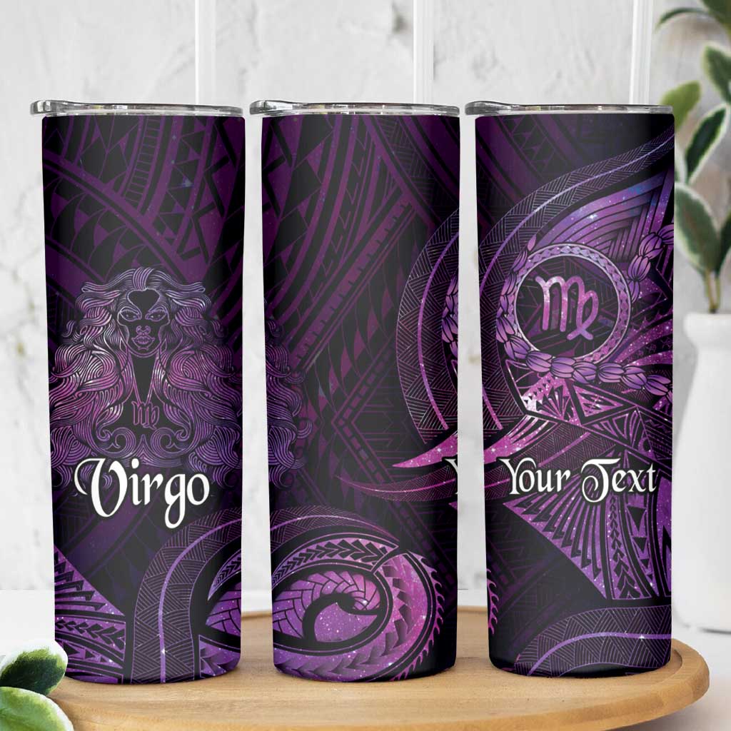 Personalised Polynesia Zodiac Virgo Skinny Tumbler Galaxy Polynesian Pattern Chest Tattoo Style