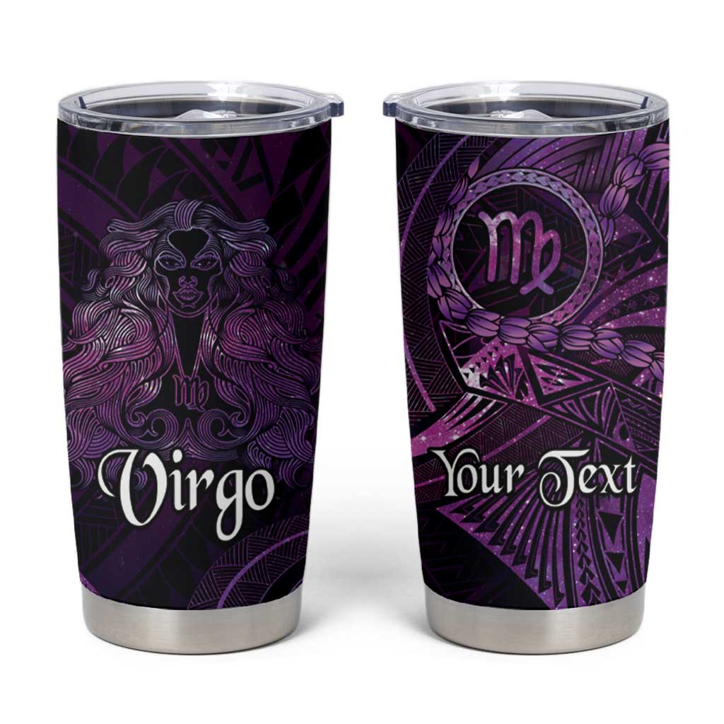 Personalised Polynesia Zodiac Virgo Tumbler Cup Galaxy Polynesian Pattern Chest Tattoo Style