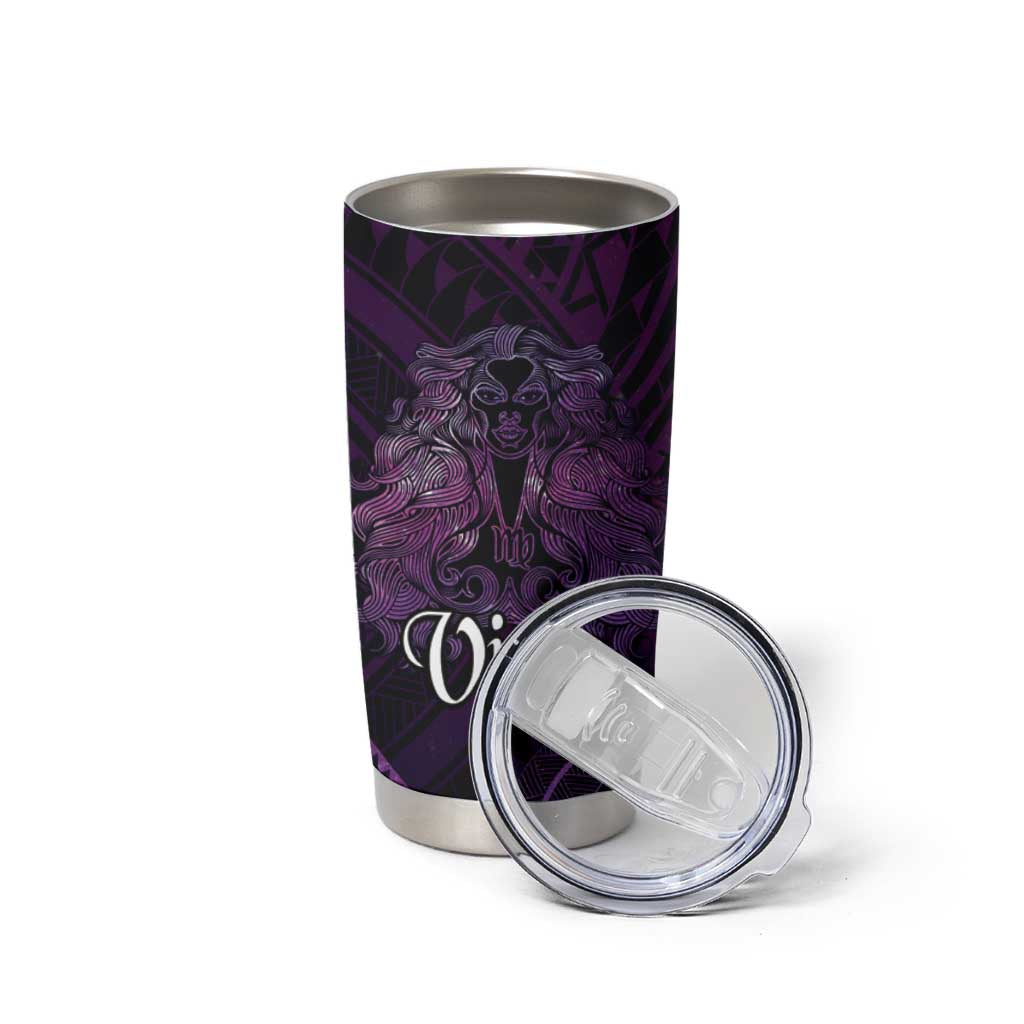 Personalised Polynesia Zodiac Virgo Tumbler Cup Galaxy Polynesian Pattern Chest Tattoo Style