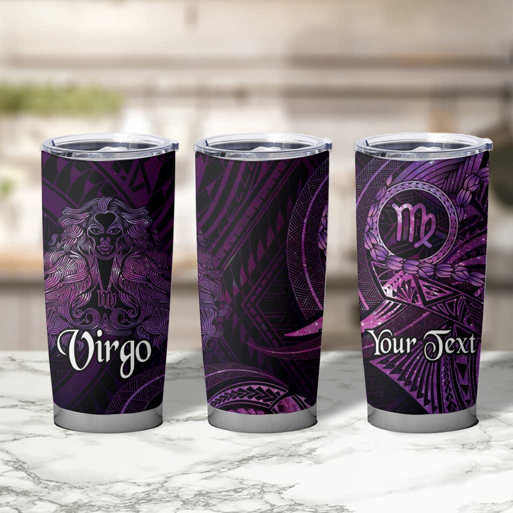 Personalised Polynesia Zodiac Virgo Tumbler Cup Galaxy Polynesian Pattern Chest Tattoo Style