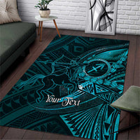 Personalised Polynesia Zodiac Sagittarius Area Rug Galaxy Polynesian Pattern Chest Tattoo Style LT14 Cyan - Polynesian Pride