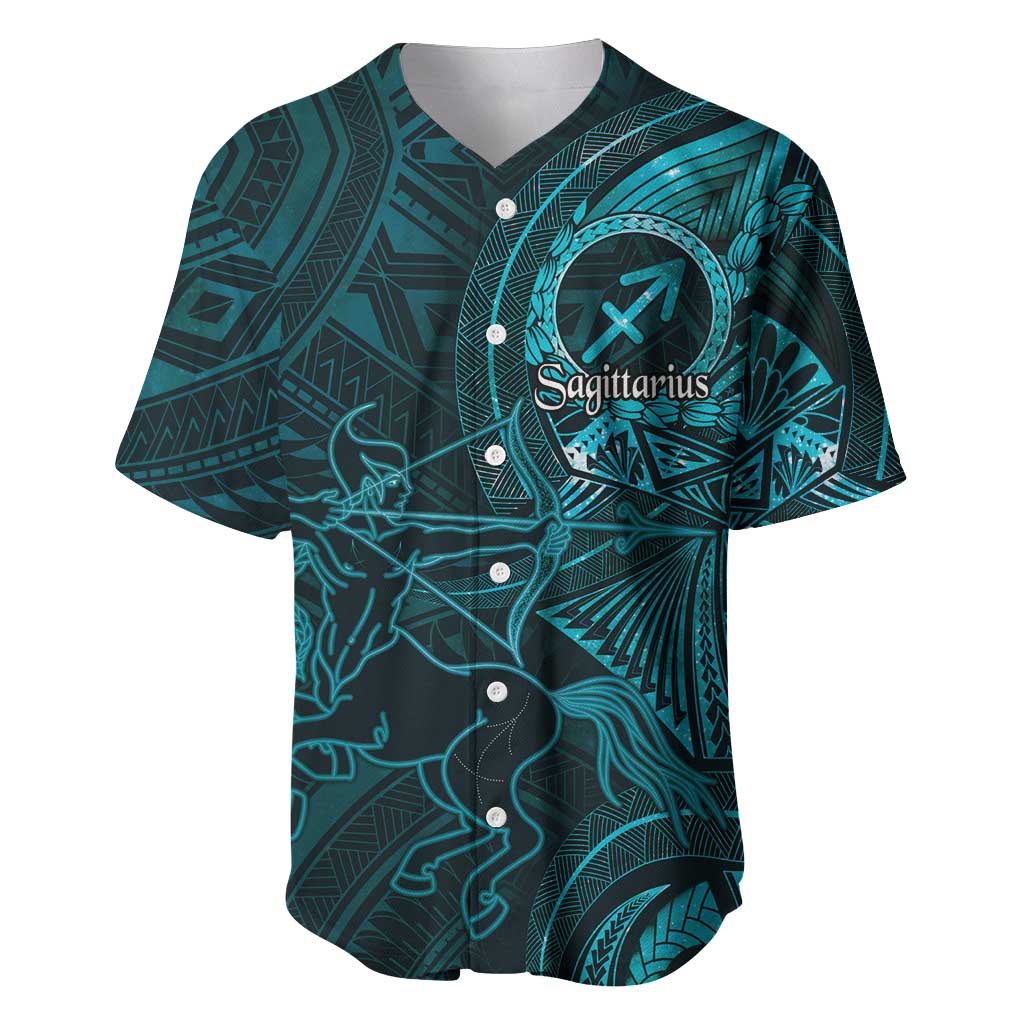 Personalised Polynesia Zodiac Sagittarius Baseball Jersey Galaxy Polynesian Pattern Chest Tattoo Style