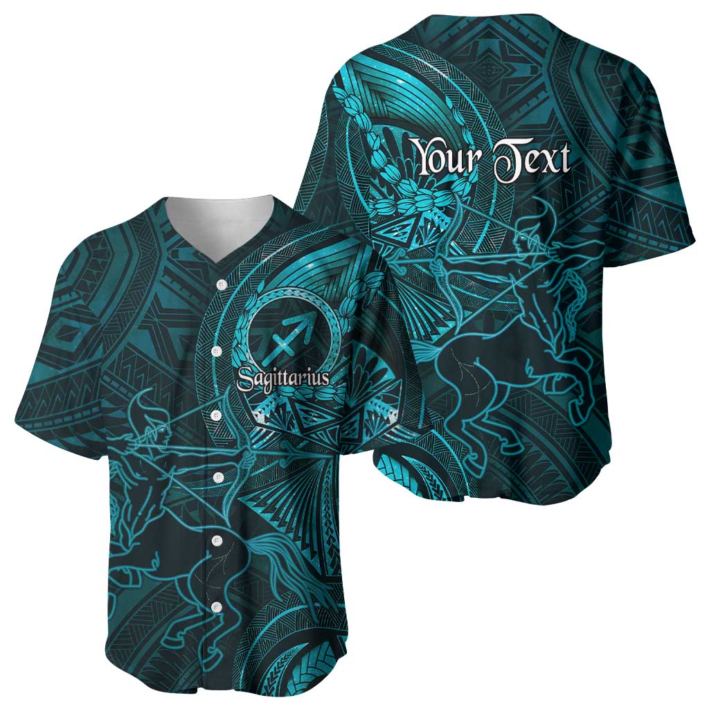 Personalised Polynesia Zodiac Sagittarius Baseball Jersey Galaxy Polynesian Pattern Chest Tattoo Style