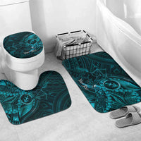 Personalised Polynesia Zodiac Sagittarius Bathroom Set Galaxy Polynesian Pattern Chest Tattoo Style LT14 Mat Set Only (3 pcs) One Size Cyan - Polynesian Pride