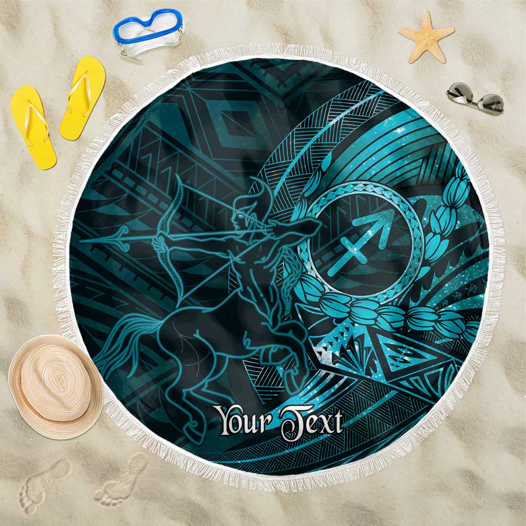 Personalised Polynesia Zodiac Sagittarius Beach Blanket Galaxy Polynesian Pattern Chest Tattoo Style