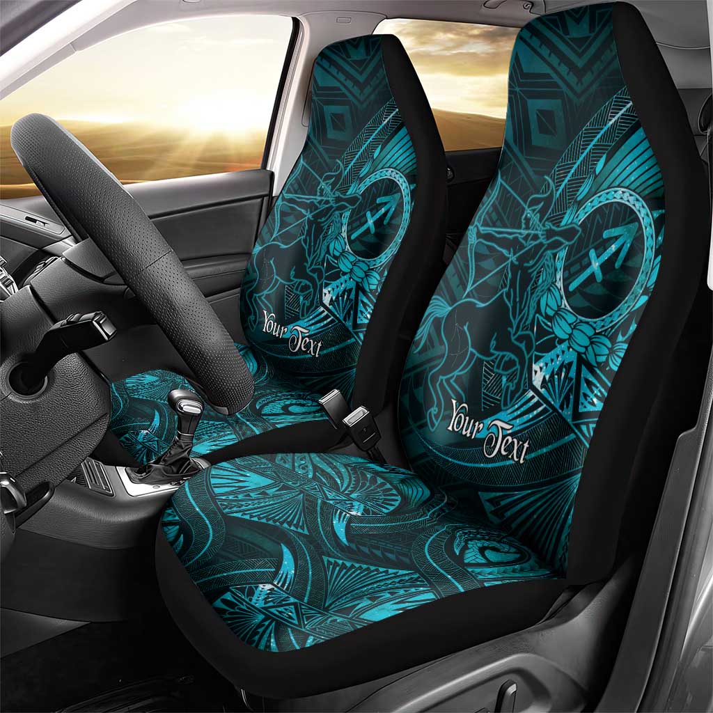 Personalised Polynesia Zodiac Sagittarius Car Seat Cover Galaxy Polynesian Pattern Chest Tattoo Style