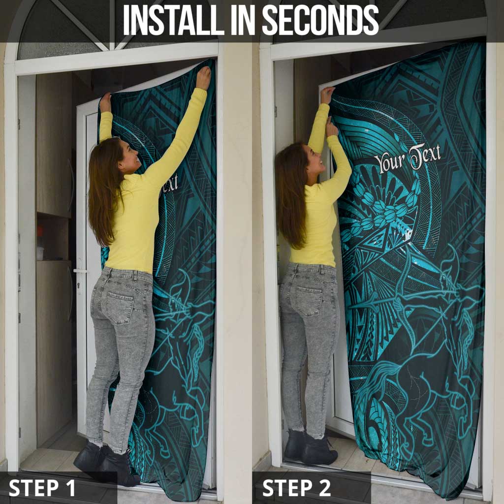 Personalised Polynesia Zodiac Sagittarius Door Cover Galaxy Polynesian Pattern Chest Tattoo Style