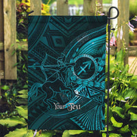 Personalised Polynesia Zodiac Sagittarius Garden Flag Galaxy Polynesian Pattern Chest Tattoo Style LT14 Garden Flag Cyan - Polynesian Pride