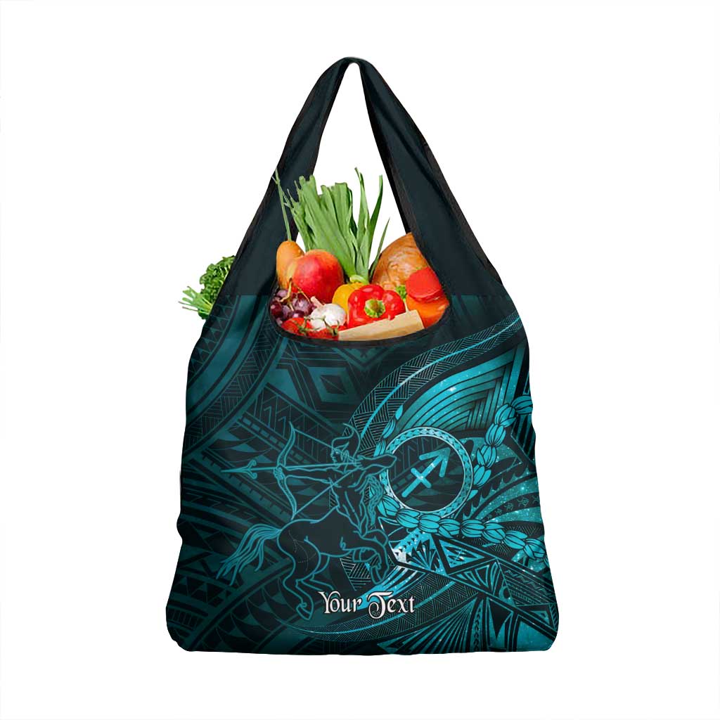 Personalised Polynesia Zodiac Sagittarius Grocery Bag Galaxy Polynesian Pattern Chest Tattoo Style
