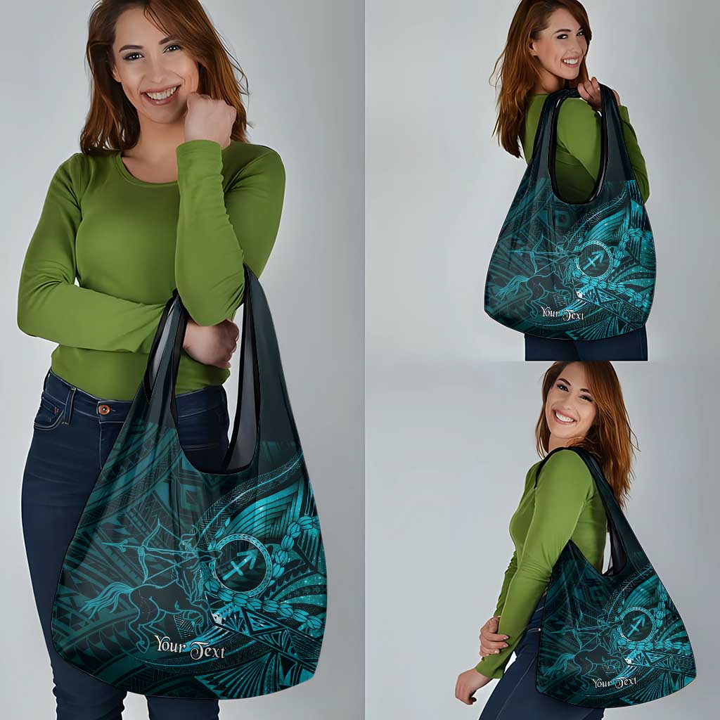 Personalised Polynesia Zodiac Sagittarius Grocery Bag Galaxy Polynesian Pattern Chest Tattoo Style