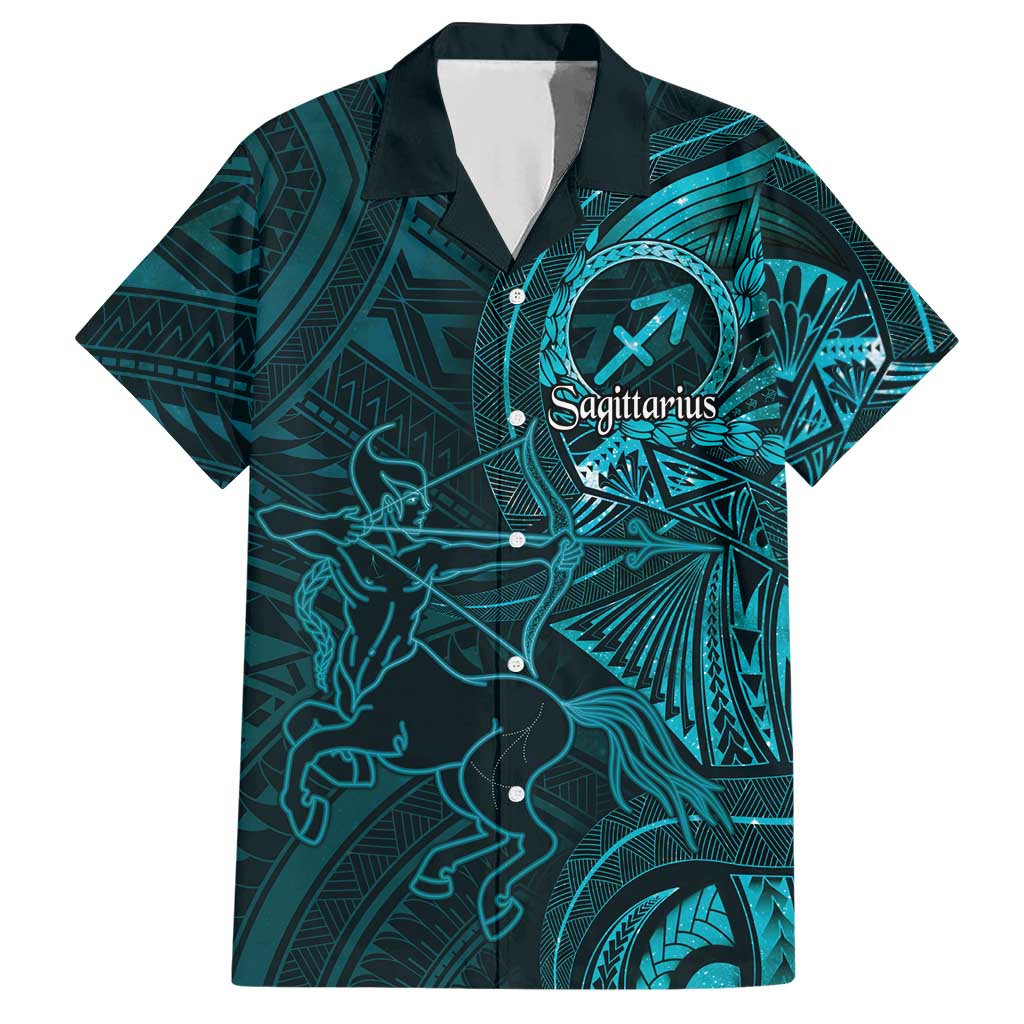 Personalised Polynesia Zodiac Sagittarius Hawaiian Shirt Galaxy Polynesian Pattern Chest Tattoo Style
