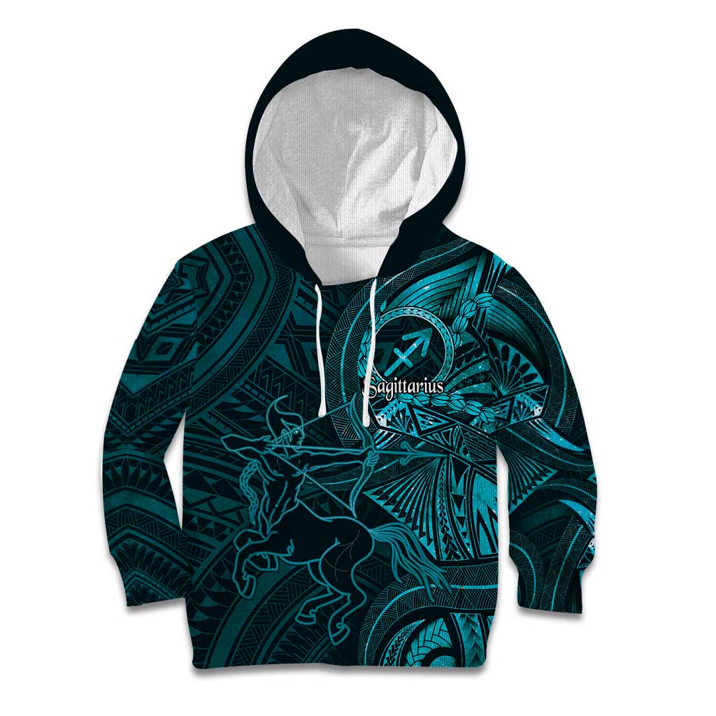 Personalised Polynesia Zodiac Sagittarius Kid Hoodie Galaxy Polynesian Pattern Chest Tattoo Style