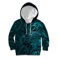 Personalised Polynesia Zodiac Sagittarius Kid Hoodie Galaxy Polynesian Pattern Chest Tattoo Style LT14 Hoodie Cyan - Polynesian Pride