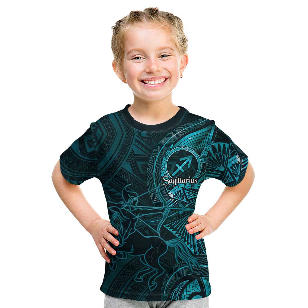 Personalised Polynesia Zodiac Sagittarius Kid T Shirt Galaxy Polynesian Pattern Chest Tattoo Style
