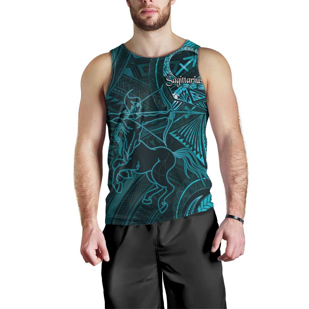 Personalised Polynesia Zodiac Sagittarius Men Tank Top Galaxy Polynesian Pattern Chest Tattoo Style LT14 - Polynesian Pride