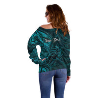 Personalised Polynesia Zodiac Sagittarius Off Shoulder Sweater Galaxy Polynesian Pattern Chest Tattoo Style LT14 - Polynesian Pride