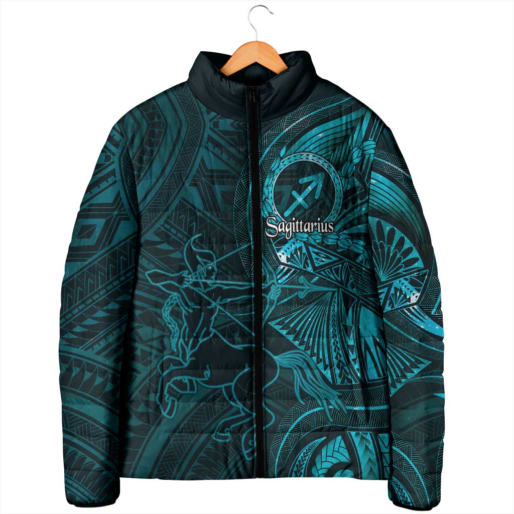 Personalised Polynesia Zodiac Sagittarius Padded Jacket Galaxy Polynesian Pattern Chest Tattoo Style LT14 - Polynesian Pride