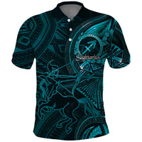 Personalised Polynesia Zodiac Sagittarius Polo Shirt Galaxy Polynesian Pattern Chest Tattoo Style