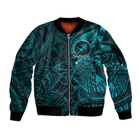 Personalised Polynesia Zodiac Sagittarius Sleeve Zip Bomber Jacket Galaxy Polynesian Pattern Chest Tattoo Style