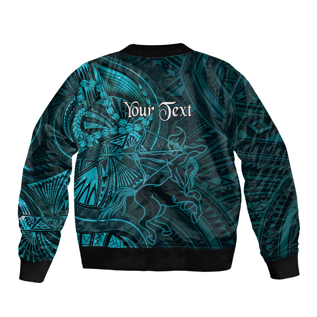 Personalised Polynesia Zodiac Sagittarius Sleeve Zip Bomber Jacket Galaxy Polynesian Pattern Chest Tattoo Style