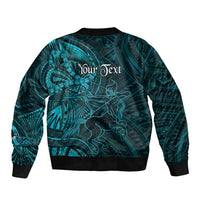 Personalised Polynesia Zodiac Sagittarius Sleeve Zip Bomber Jacket Galaxy Polynesian Pattern Chest Tattoo Style
