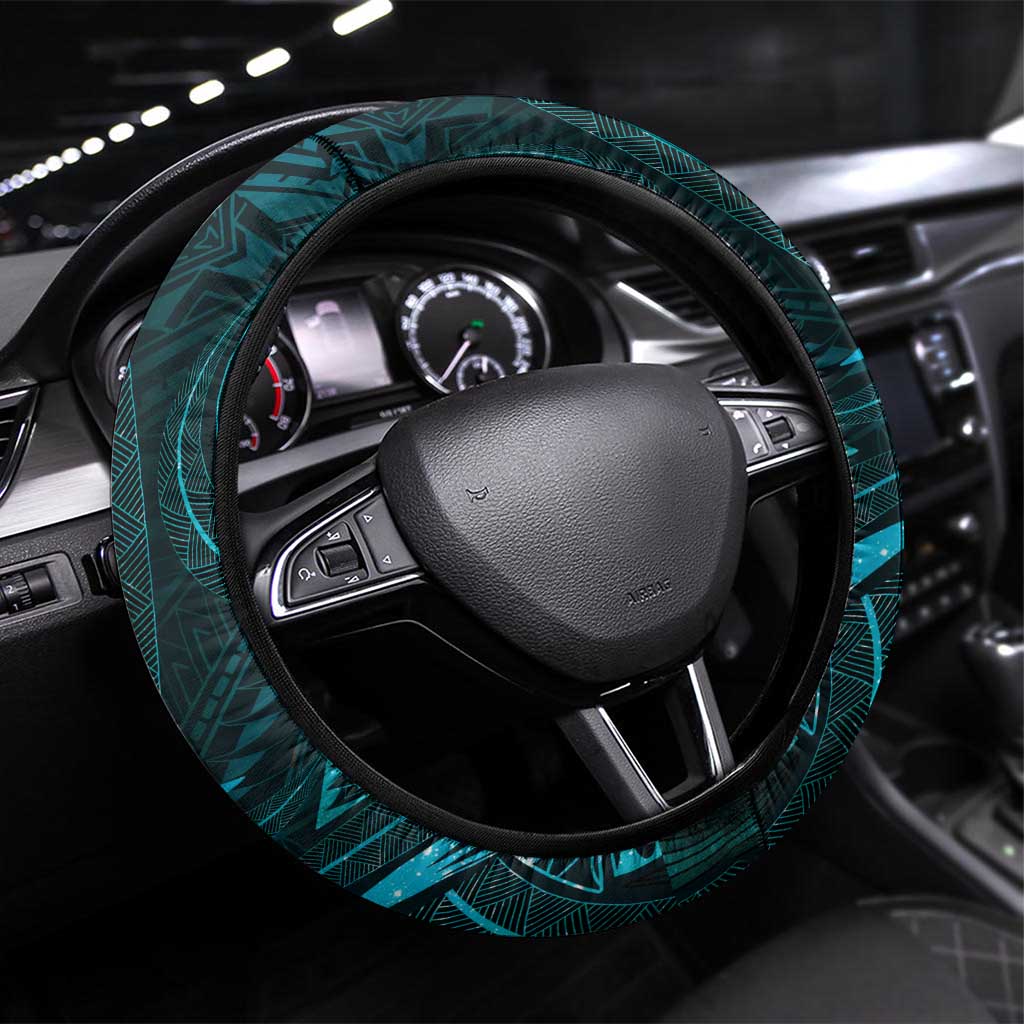 Polynesia Zodiac Sagittarius Steering Wheel Cover Galaxy Polynesian Pattern Chest Tattoo Style